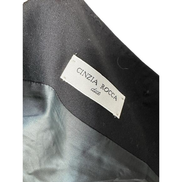 Cinzia Rocca Loro Piana Black Career Office Office Wool Blend Blazer Size 14 - Picture 3 of 12